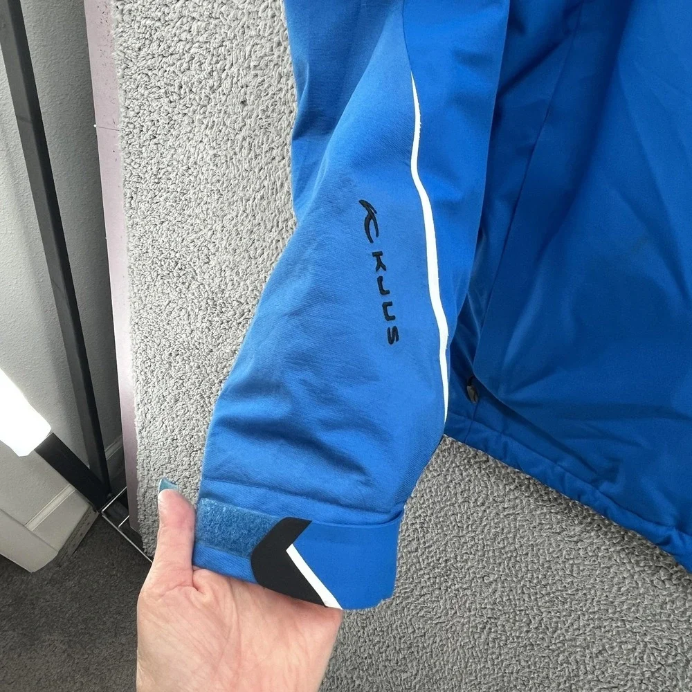 KJUS Ski Jacket Mens Large Blue Dermizax EV‎ Thinsulate Hooded Waterproof Snow